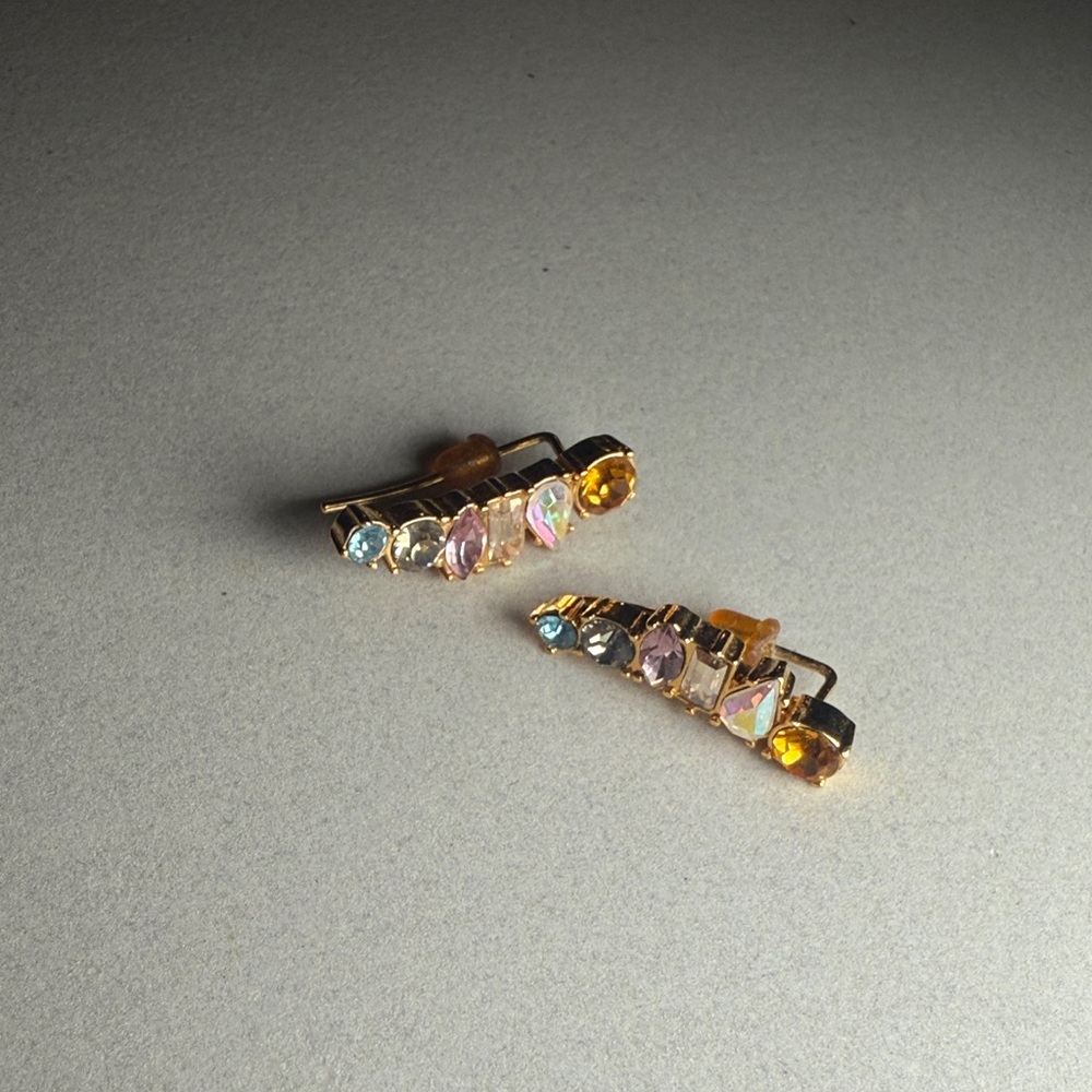 BaubleBar Gold Multi-Color Stone Earrings